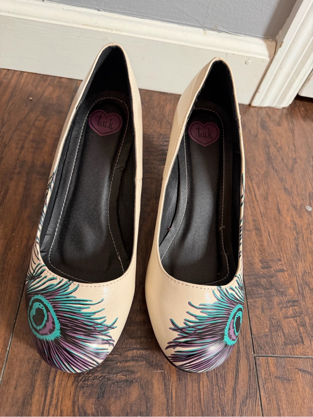 Cream with Teal & Purple Peacock Accent